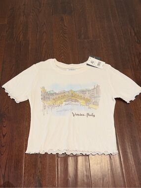 Cream Venice Italy Ponte Rialto, Rialto Bridge Graphic Crop Baby Tee